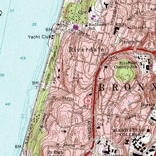 Topographic Map of Manhattan Hebrew High School (historical), NY