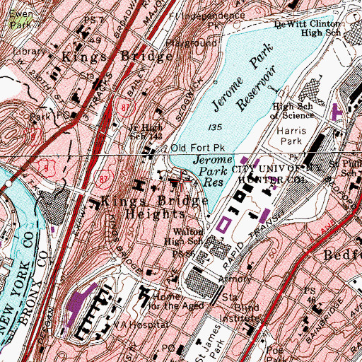 Topographic Map of Our Lady of Angels School, NY