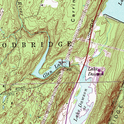 Topographic Map of Glen Lake, CT
