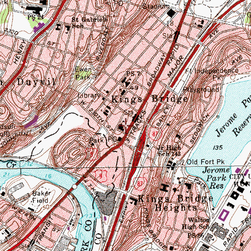 Topographic Map of Saint John's Parochial School, NY
