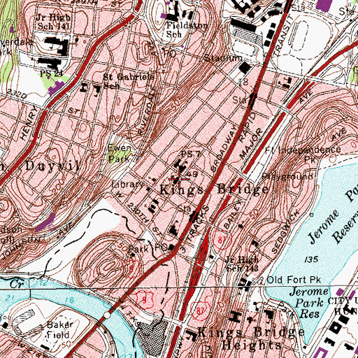 Topographic Map of Saint Johns Parochial School, NY