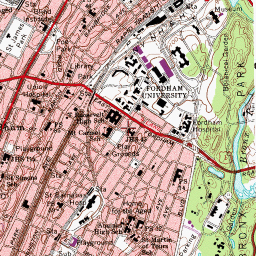 Topographic Map of Bronx Boys Club, NY