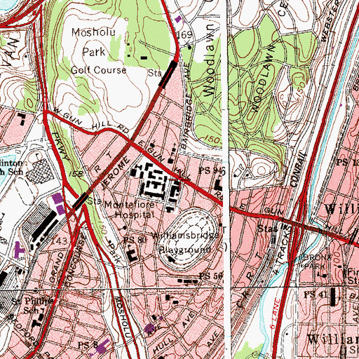 Topographic Map of Henry L Moses Research Institute Building, NY