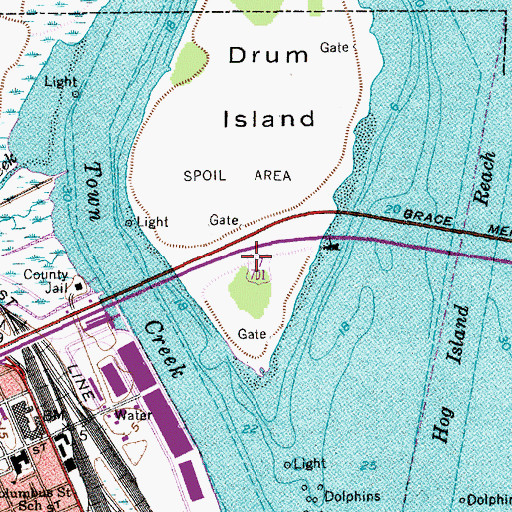 Topographic Map of Arthur Ravenel Junior Bridge, SC