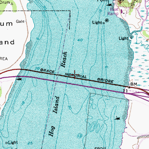 Topographic Map of John P Grace Memorial Bridge, SC