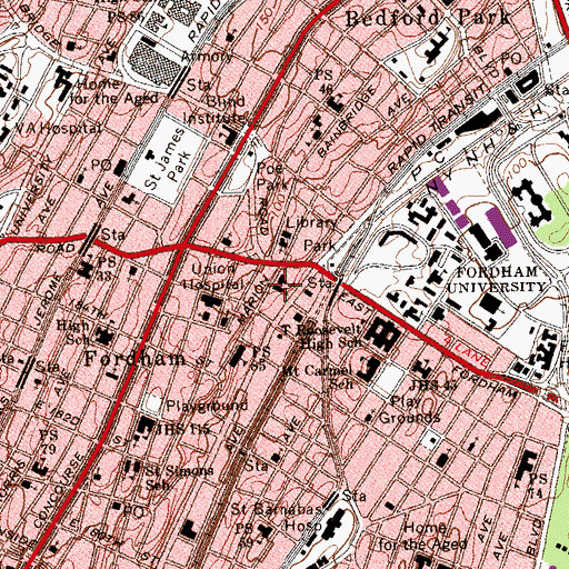 Topographic Map of Church of Our Lady of Mercy, NY
