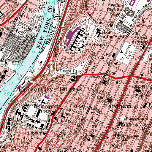 Topographic Map of Church of Saint Nicholas of Tolentine, NY