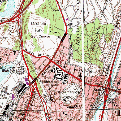 Topographic Map of Nathan Straus Jewish Center, NY