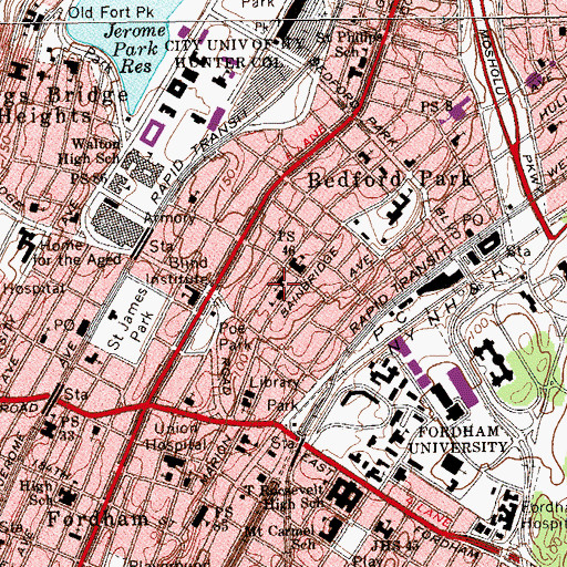 Topographic Map of Our Lady of Refuge Roman Catholic Church, NY