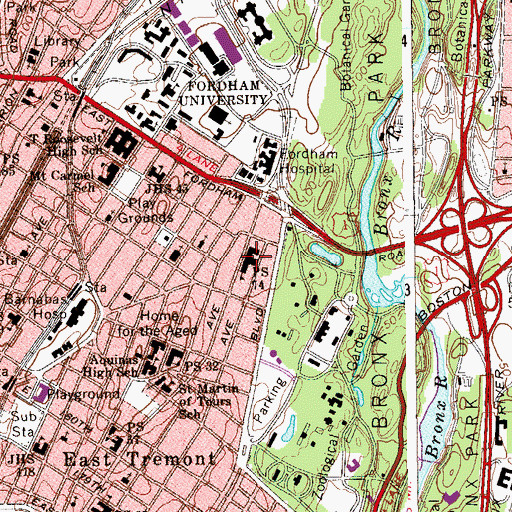 Topographic Map of Grace Hoadley Dodge Vocational School, NY