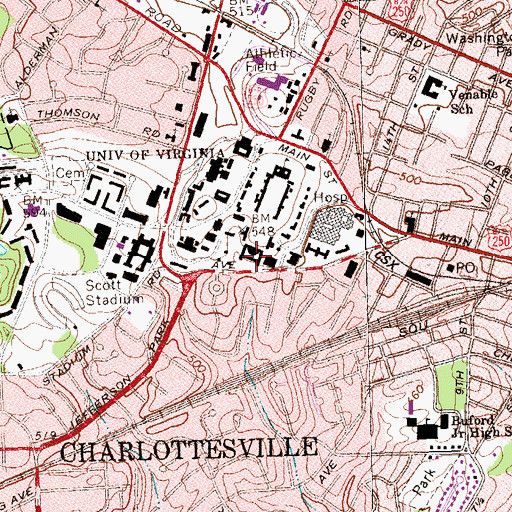 Topographic Map of New Cabell Hall, VA