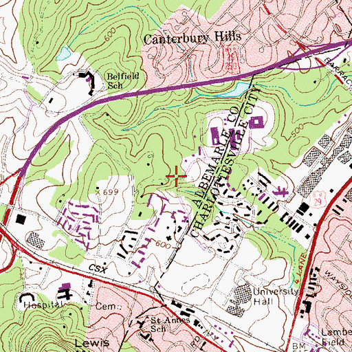 Topographic Map of North Grounds Recreation Center, VA