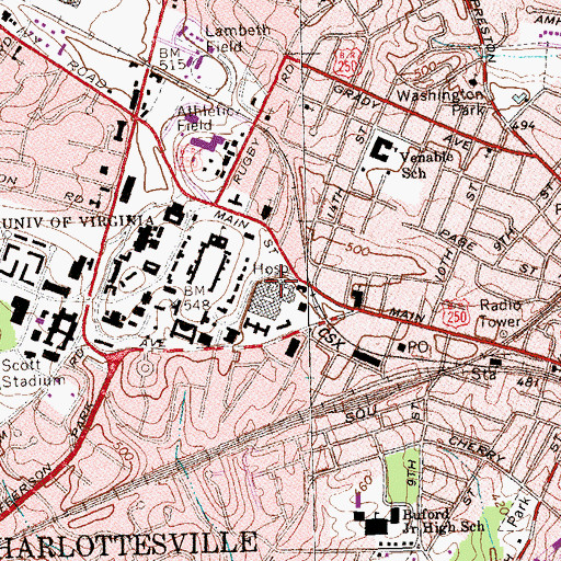 Topographic Map of Old Medical School Building, VA