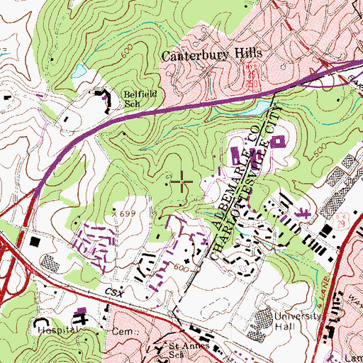 Topographic Map of Saunders Hall, VA