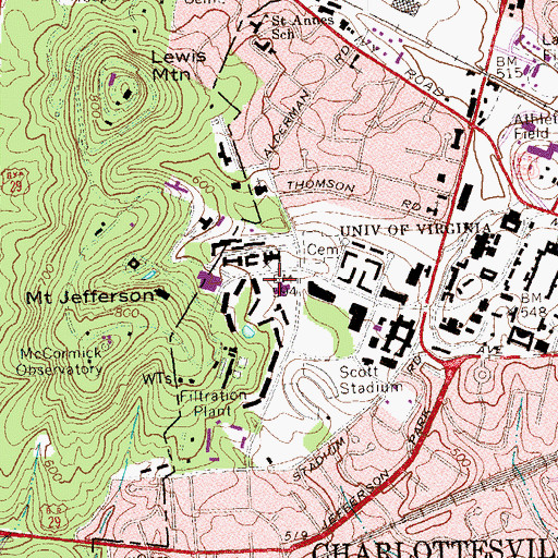 Topographic Map of Slaughter Recreation Center, VA