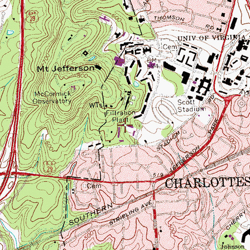 Topographic Map of Stadium Road Residence Area, VA