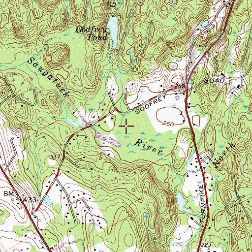 Topographic Map of Godfrey Brook, CT