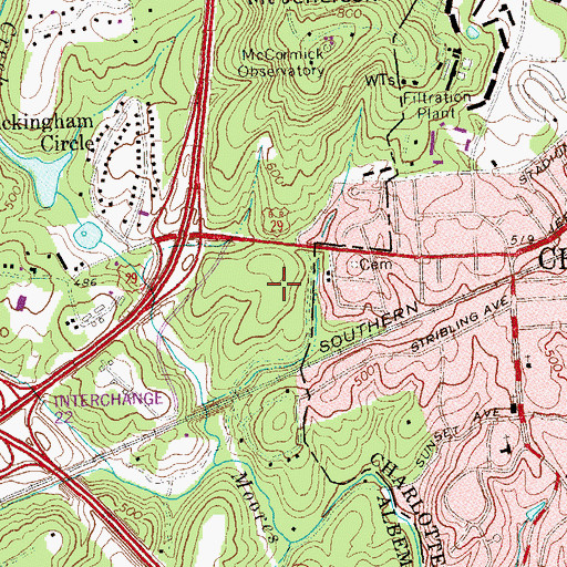 Topographic Map of Uinversity of Virginia Musculoskeletal Center, VA