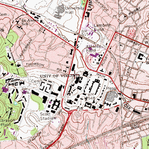 Topographic Map of University Bookstore, VA