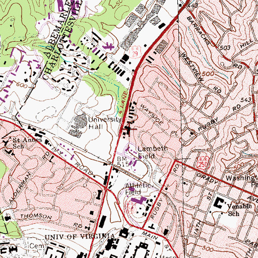 Topographic Map of University Gardens, VA
