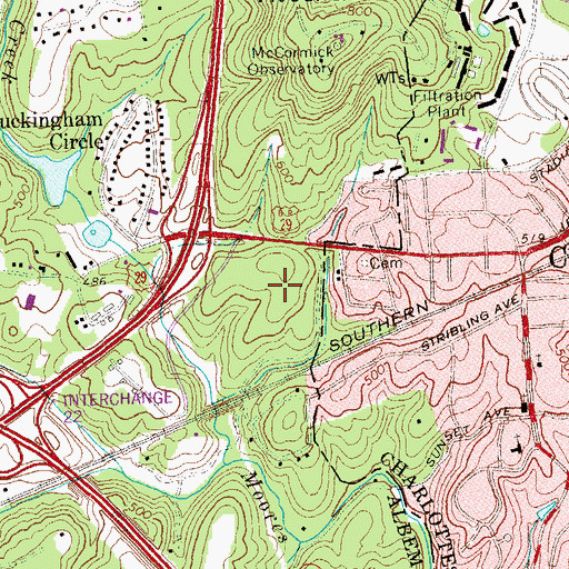 Topographic Map of University of Virginia HealthSouth Rehabilitation Hospital, VA