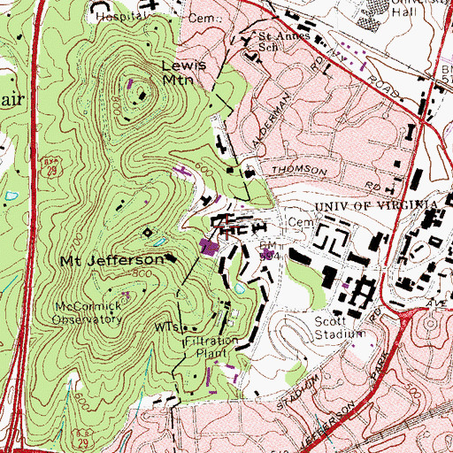 Topographic Map of University Press Warehouse, VA