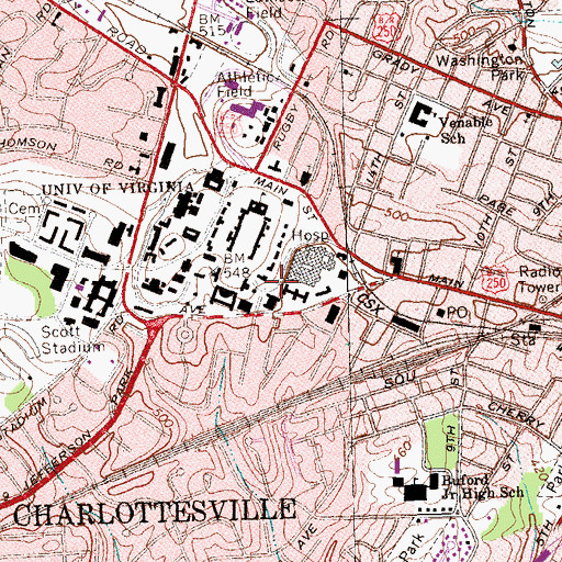Topographic Map of Varsity Hall, VA