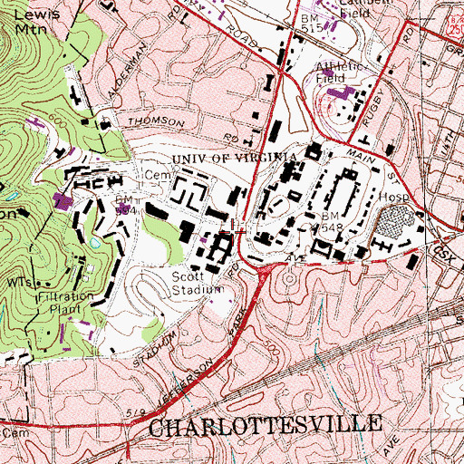 Topographic Map of William M Thornton Hall, VA