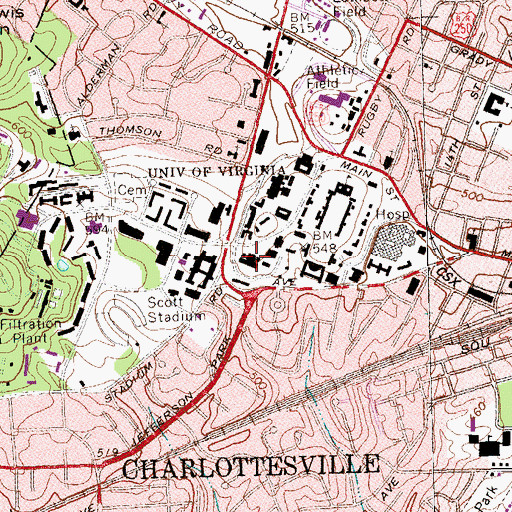 Topographic Map of Mabel Foster Clark Hall, VA