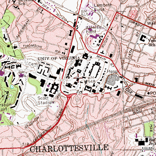 Topographic Map of Matthew Fontaine Maury Hall, VA