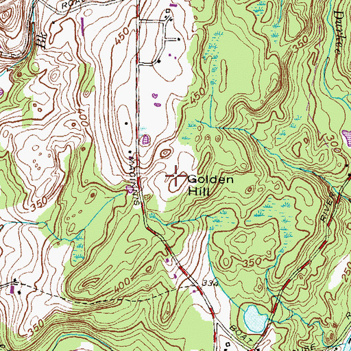 Topographic Map of Golden Hill, CT