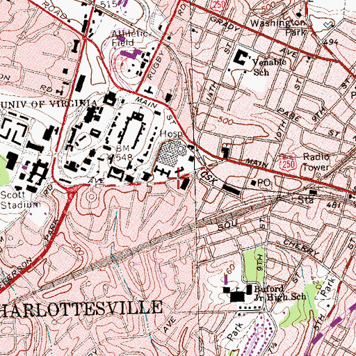 Topographic Map of Claude Moore Health Sciences Library, VA