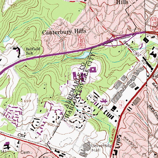 Topographic Map of Clay Hall and Caplin Pavilion, VA