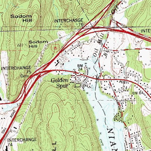 Topographic Map of Golden Spur, CT