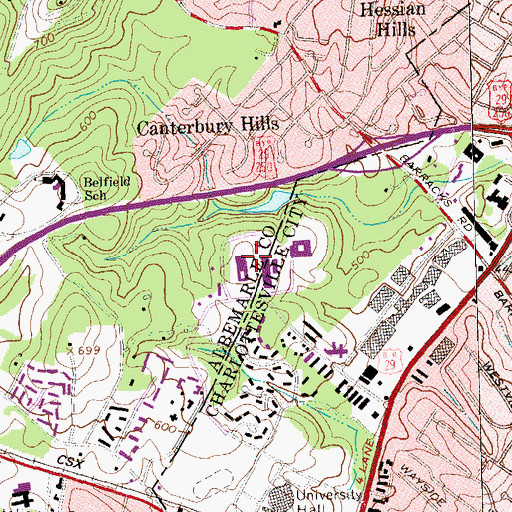 Topographic Map of David A Harrison III Law Grounds, VA