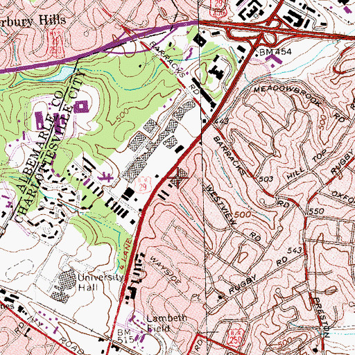 Topographic Map of Elmer I Carruthers Hall, VA