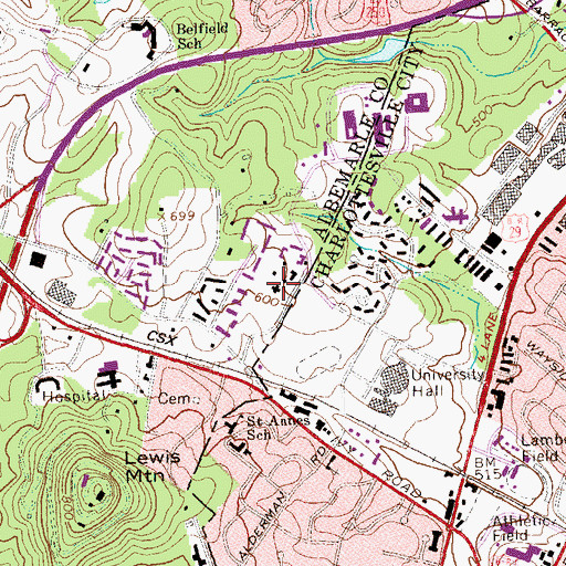 Topographic Map of Faulkner Residences, VA