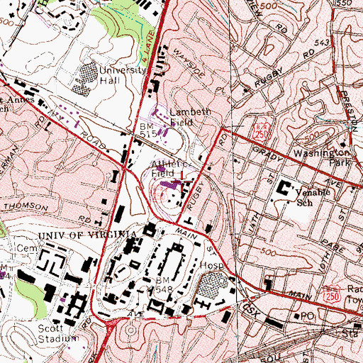 Topographic Map of Fiske kimball Fine Arts Library, VA