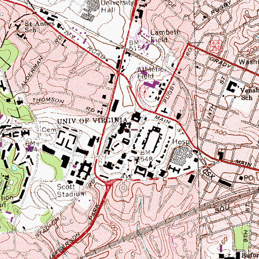 Topographic Map of George Peabody Hall, VA