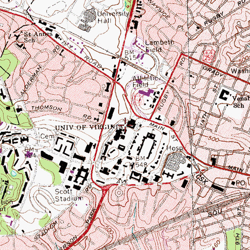 Topographic Map of Harry C Clemons Library, VA