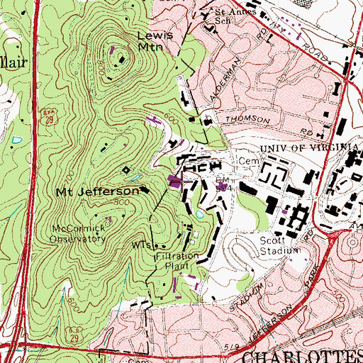 Topographic Map of James C Slaughter Recreation Center, VA