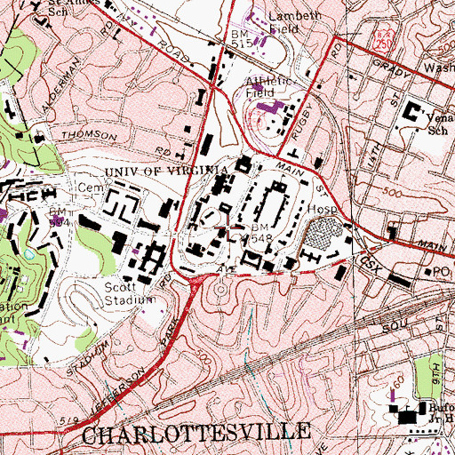 Topographic Map of John B Minor Hall, VA
