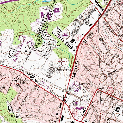 Topographic Map of John Paul Jones Arena, VA