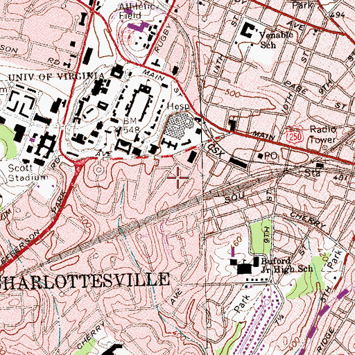 Topographic Map of Josephine McLeod Hall, VA