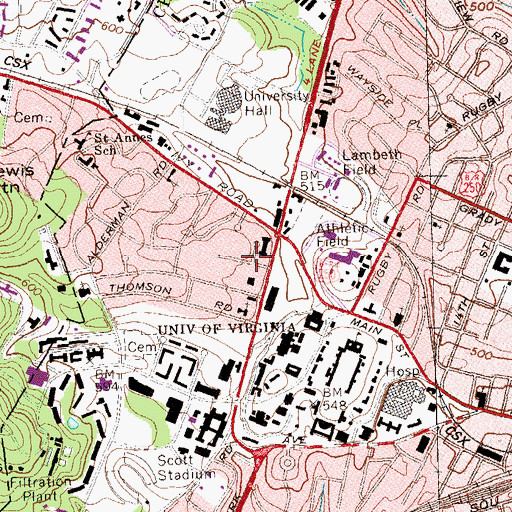 Topographic Map of Lewis House, VA