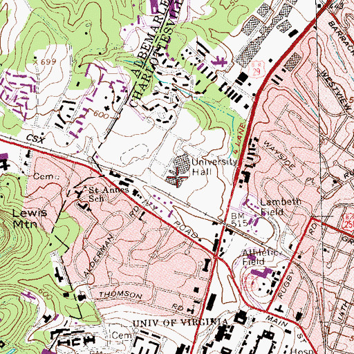 Topographic Map of Louis A Onesty Hall, VA