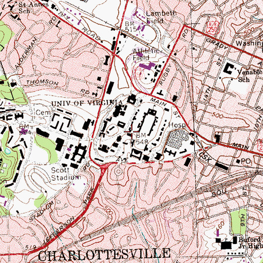 Topographic Map of Alexander Garrett Hall, VA