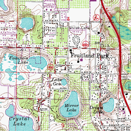 Topographic Map of Fruitland Park City Hall, FL