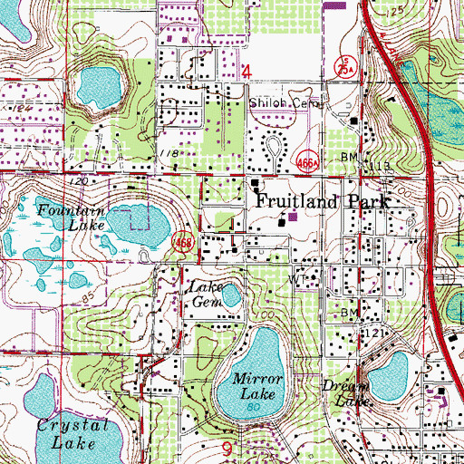 Topographic Map of Fruitland Park Fire Department, FL