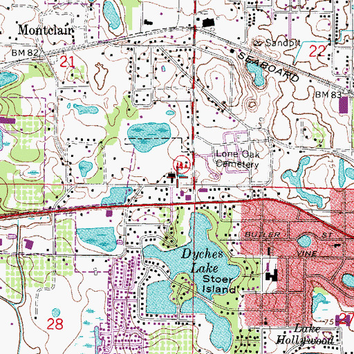 Topographic Map of Leesburg Christian Center, FL